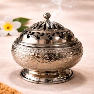 Bali coil incense holder with lid Bronze