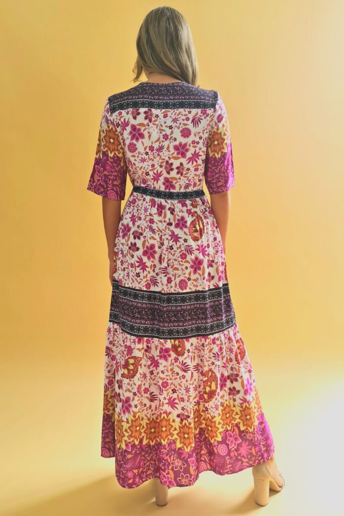 Floral Border Print Layered Dress main image 0